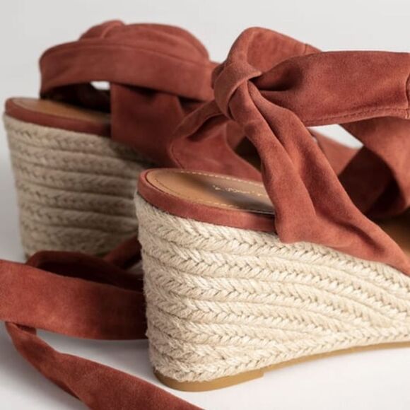 & OTHER STORIES Suede Lace Up Espadrille Wedges size 7 - Picture 3 of 10